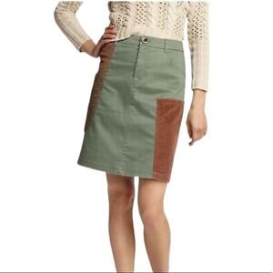 Anthropologie Meadow Rue Patchwork Green Cargo Skirt-10